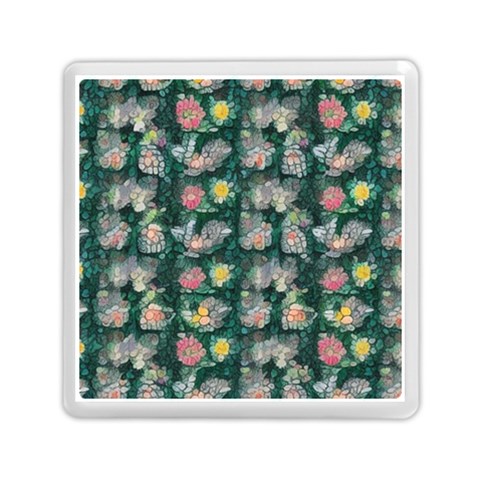 Mid Century Retro Floral 1970s 1960s Pattern 62 Memory Card Reader (Square) from ArtsNow.com Front