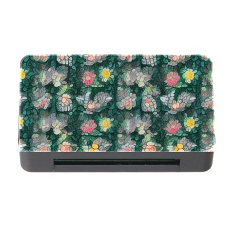 Mid Century Retro Floral 1970s 1960s Pattern 62 Memory Card Reader with CF from ArtsNow.com Front