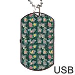 Mid Century Retro Floral 1970s 1960s Pattern 62 Dog Tag USB Flash (One Side)