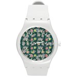 Mid Century Retro Floral 1970s 1960s Pattern 62 Round Plastic Sport Watch (M)