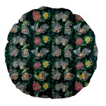 Mid Century Retro Floral 1970s 1960s Pattern 62 Large 18  Premium Round Cushions