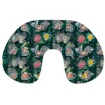 Mid Century Retro Floral 1970s 1960s Pattern 62 Travel Neck Pillow