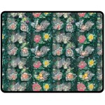 Mid Century Retro Floral 1970s 1960s Pattern 62 60  x 50  Two Sides Fleece Blanket (Medium)