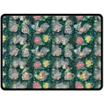 Mid Century Retro Floral 1970s 1960s Pattern 62 80  x 56  Two Sides Fleece Blanket (Large)