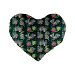 Mid Century Retro Floral 1970s 1960s Pattern 62 Standard 16  Premium Flano Heart Shape Cushions