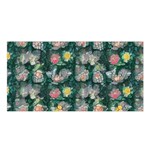Mid Century Retro Floral 1970s 1960s Pattern 62 Satin Shawl 45  x 80 