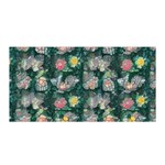Mid Century Retro Floral 1970s 1960s Pattern 62 Satin Wrap 35  x 70 