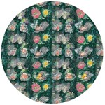 Mid Century Retro Floral 1970s 1960s Pattern 62 Wooden Bottle Opener (Round)