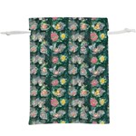 Mid Century Retro Floral 1970s 1960s Pattern 62 Lightweight Drawstring Pouch (XL)
