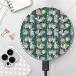 Mid Century Retro Floral 1970s 1960s Pattern 62 Wireless Fast Charger(White)