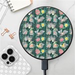 Mid Century Retro Floral 1970s 1960s Pattern 62 Wireless Fast Charger(Black)