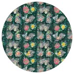 Mid Century Retro Floral 1970s 1960s Pattern 62 Round Trivet