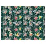 Mid Century Retro Floral 1970s 1960s Pattern 62 60  x 50  Premium Plush Fleece Blanket (Medium)
