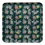 Mid Century Retro Floral 1970s 1960s Pattern 62 Square Glass Fridge Magnet (4 pack)