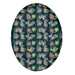 Mid Century Retro Floral 1970s 1960s Pattern 62 Oval Glass Fridge Magnet (4 pack)