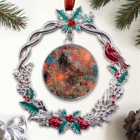 abstraction 22 Metal X mas Wreath Holly leaf Ornament from ArtsNow.com Front