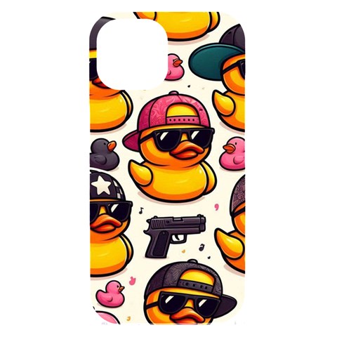 Gangster rubber ducky iPhone 15 Black UV Print PC Hardshell Case from ArtsNow.com Front