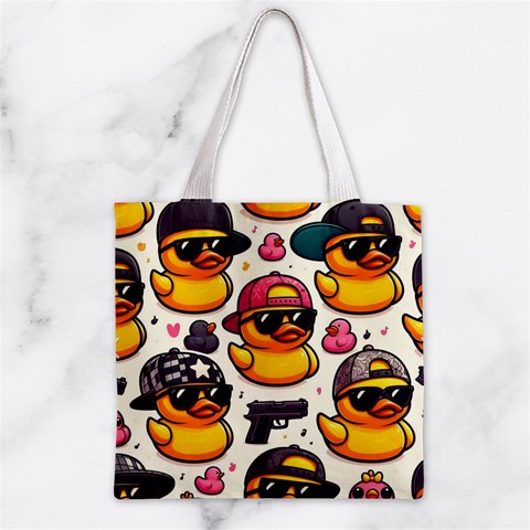 Gangster duck tote bag Zipper Grocery Tote Bag from ArtsNow.com Front