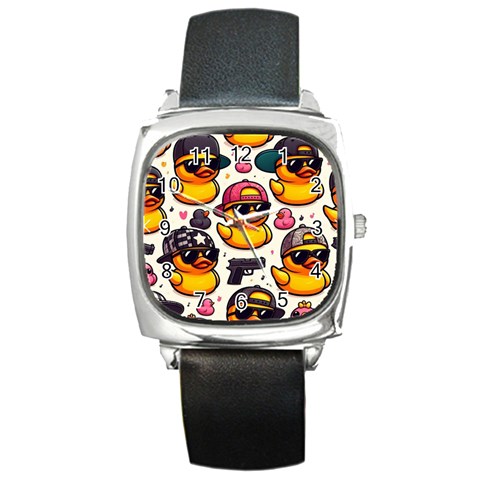 Gangster rubber ducky watch  Square Metal Watch from ArtsNow.com Front
