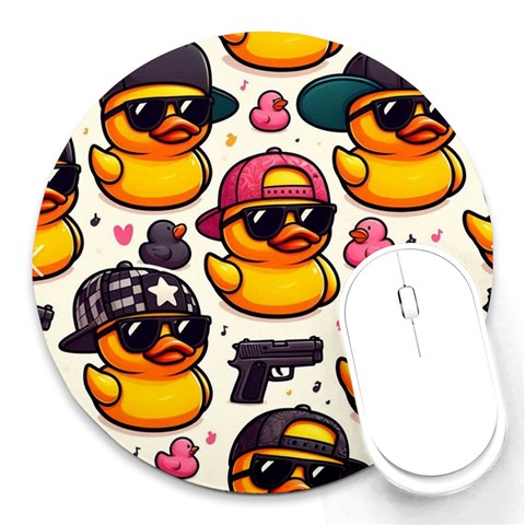 Gangster rubber ducky mouse pad Round Mousepad from ArtsNow.com Front