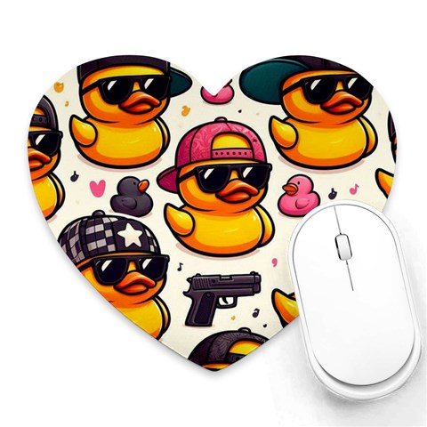 Gangster rubber ducky mouse pad Heart Mousepad from ArtsNow.com Front