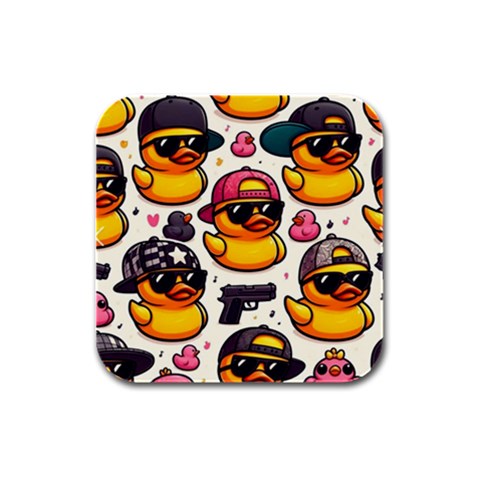 Gangster rubber ducky coasters Rubber Square Coaster (4 pack) from ArtsNow.com Front
