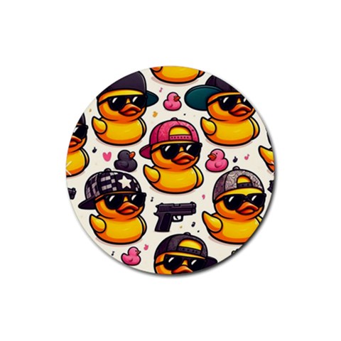 Gangster rubber ducky coasters Rubber Round Coaster (4 pack) from ArtsNow.com Front