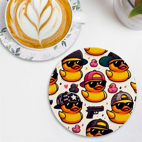 Gangster rubber ducky coasters UV Print Round Tile Coaster from ArtsNow.com Front