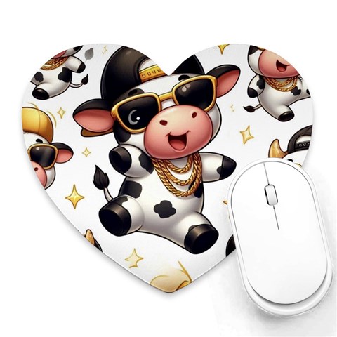 Dancing cow mouse pad Heart Mousepad from ArtsNow.com Front