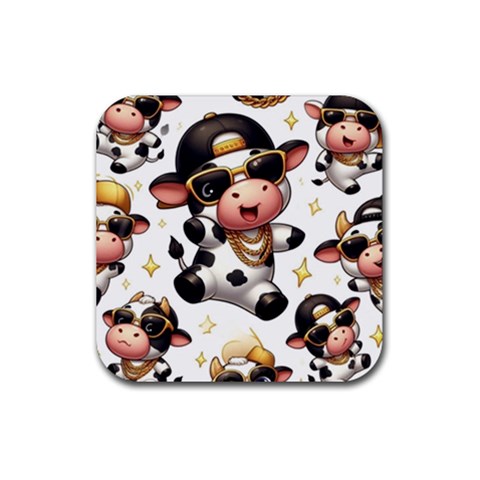 Dancing cow coaster Rubber Coaster (Square) from ArtsNow.com Front