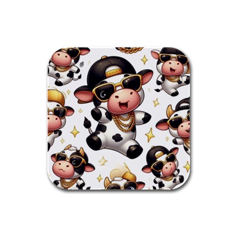 Dancing cow coaster Rubber Square Coaster (4 pack) from ArtsNow.com Front