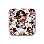 Dancing cow coaster Rubber Square Coaster (4 pack)