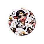 Dancing cow coaster Rubber Round Coaster (4 pack)