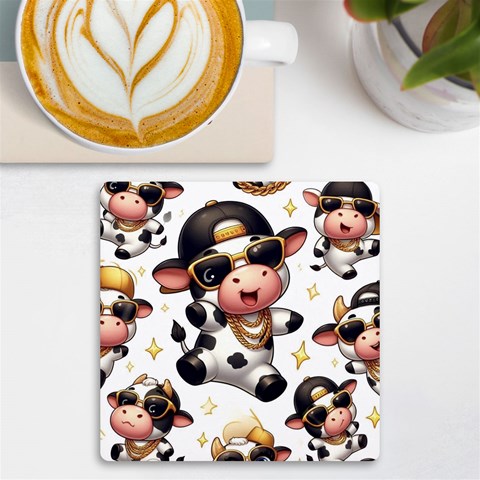 Dancing cow coaster UV Print Square Tile Coaster  from ArtsNow.com Front