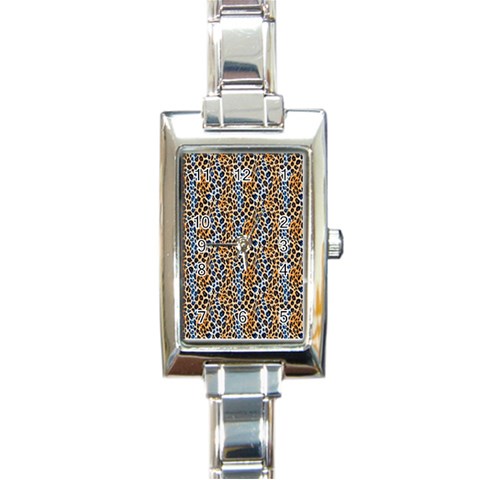 Blue Brown Leopard Rectangle Italian Charm Watch from ArtsNow.com Front