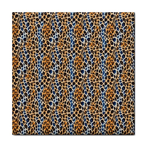 Blue Brown Leopard Tile Coaster from ArtsNow.com Front