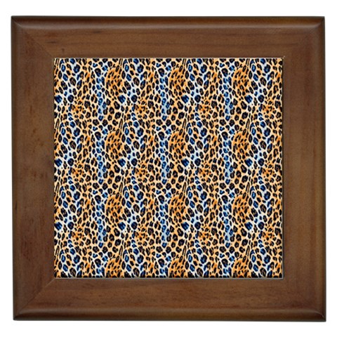 Blue Brown Leopard Framed Tile from ArtsNow.com Front