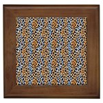 Blue Brown Leopard Framed Tile