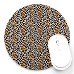 Blue Brown Leopard Round Mousepad