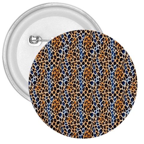 Blue Brown Leopard 3  Buttons from ArtsNow.com Front