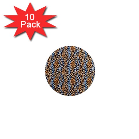 Blue Brown Leopard 1  Mini Magnet (10 pack)  from ArtsNow.com Front