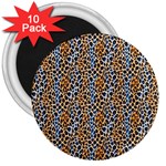 Blue Brown Leopard 3  Magnets (10 pack) 