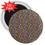 Blue Brown Leopard 3  Magnets (100 pack)