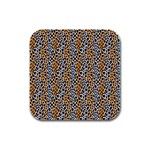 Blue Brown Leopard Rubber Square Coaster (4 pack)