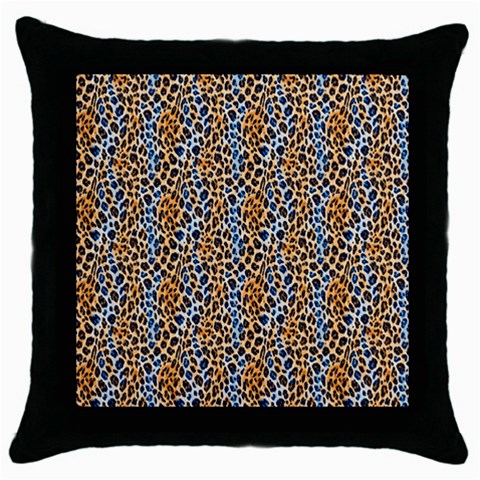Blue Brown Leopard Throw Pillow Case (Black) from ArtsNow.com Front