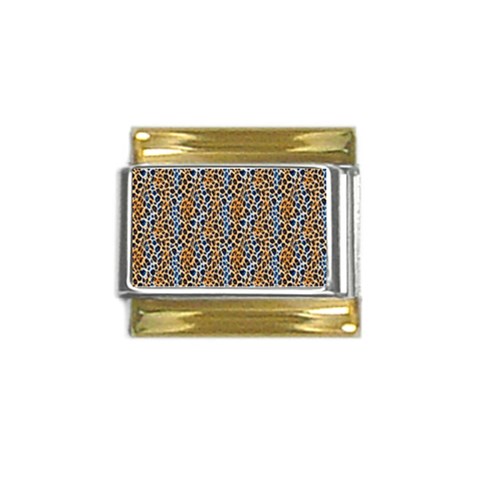 Blue Brown Leopard Gold Trim Italian Charm (9mm) from ArtsNow.com Front