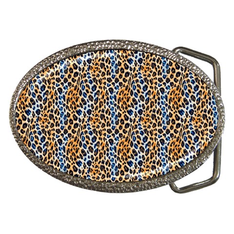 Blue Brown Leopard Belt Buckles from ArtsNow.com Front