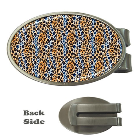 Blue Brown Leopard Money Clips (Oval)  from ArtsNow.com Front