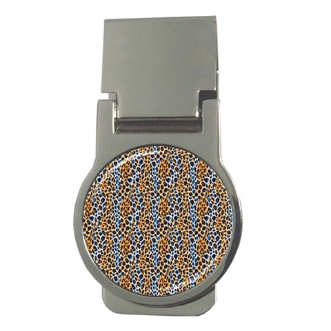 Blue Brown Leopard Money Clips (Round)  from ArtsNow.com Front