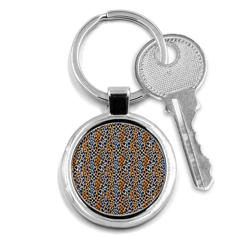 Blue Brown Leopard Key Chain (Round) from ArtsNow.com Front